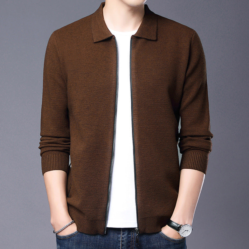 Wool Blend Zip Front Slim Fit Cardigan