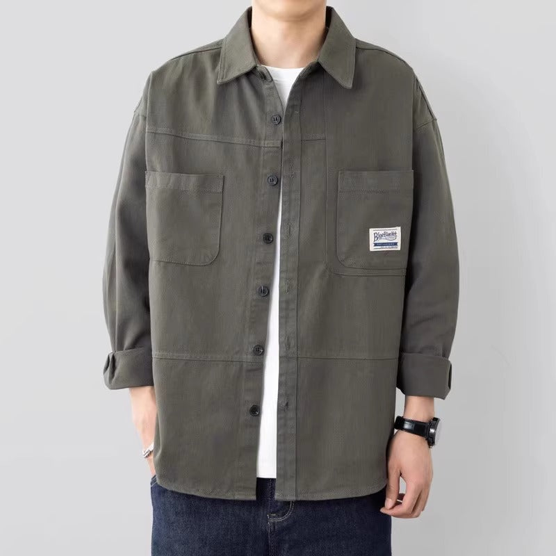 Cotton Relaxed Fit Chest Pocket Overshirt Jacket