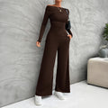 Women's Suit Clothing – Slim Fit Long-Sleeved Top – High-Waisted Wide Pants