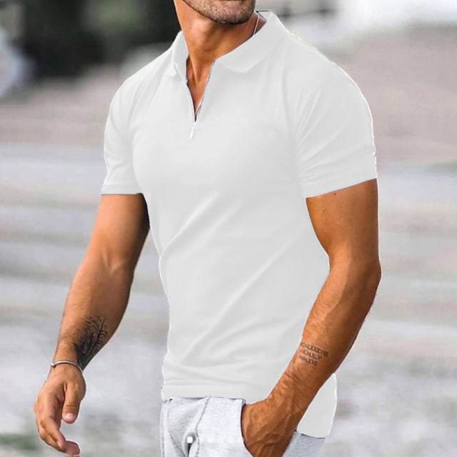 Breathable Cotton Blend Slim Polo Shirt