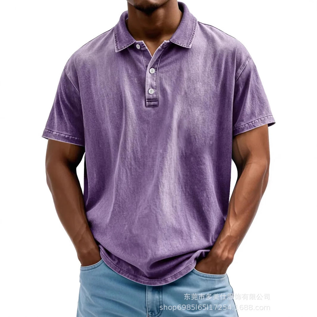 Men's polo shirt – 100% cotton – relaxed fit – retro washed – short-sleeved