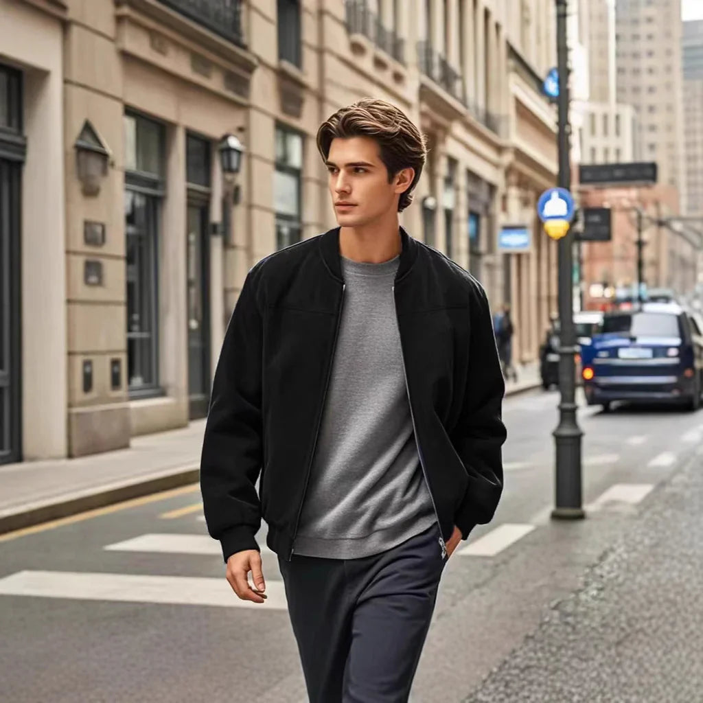 Wind Resistant Relaxed Fit Bomber Jacket