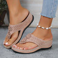 Women's Sandals – Open Toe – Flower Application – Flat Sole – Light and Breathable
