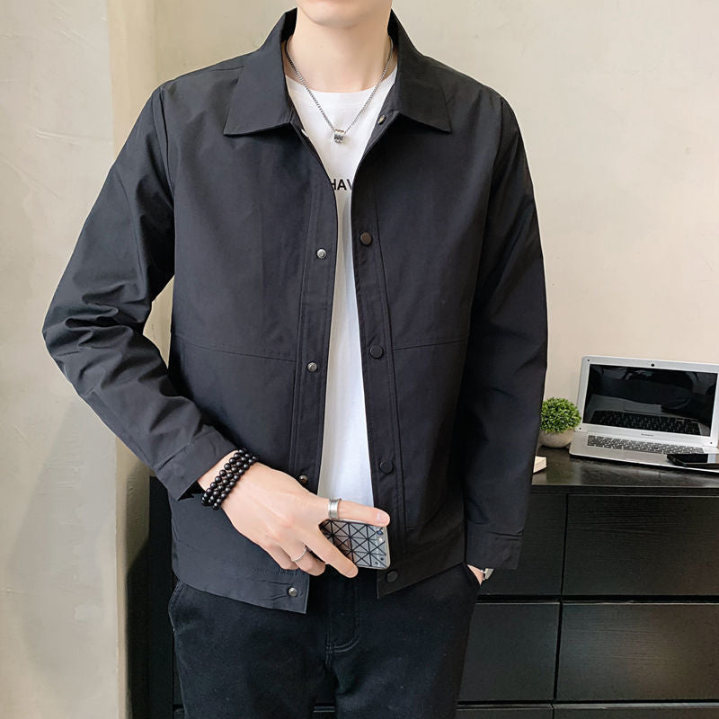 Cotton Blend Relaxed Fit Snap Button Jacket
