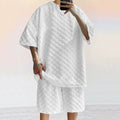 Men's Set – Jacquard Knit – Loose-Fitting Shirt and Relaxed Shorts