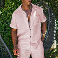 Men's Shirt with Buttons – Cotton/Linen – Relaxed Fit – Short-Sleeved Casual Style