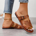 Women's Sandals – Open Toe – Flat Sole – Adjustable Buckle – Comfort Fit