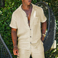 Men's Shirt with Buttons – Cotton/Linen – Relaxed Fit – Short-Sleeved Casual Style