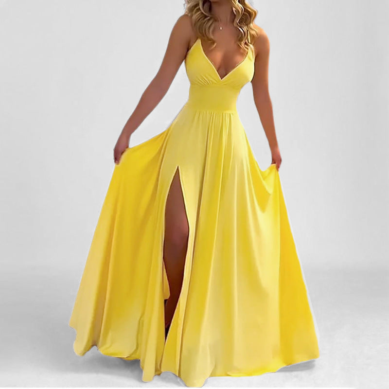 Satin Slim Fit High Slit Evening Dress