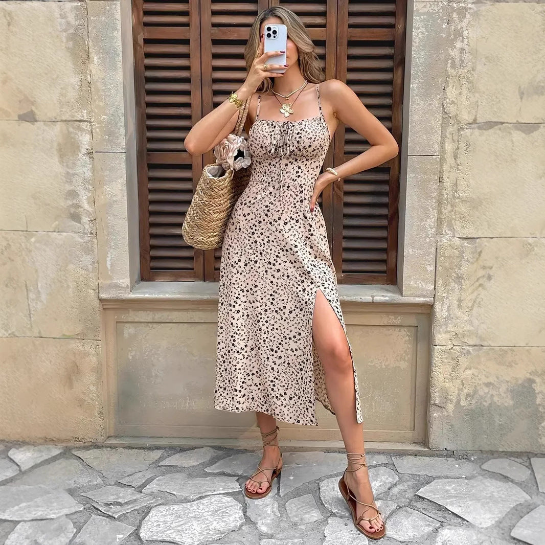 Floral Print Spaghetti Strap Midi Dress