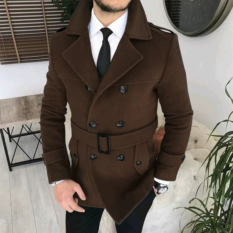 Tailored Double-Breasted Wool Blend Short Jacket