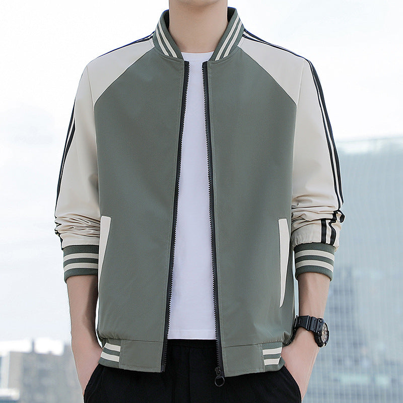 Striped Sleeves Relaxed Fit Bomber Jacket