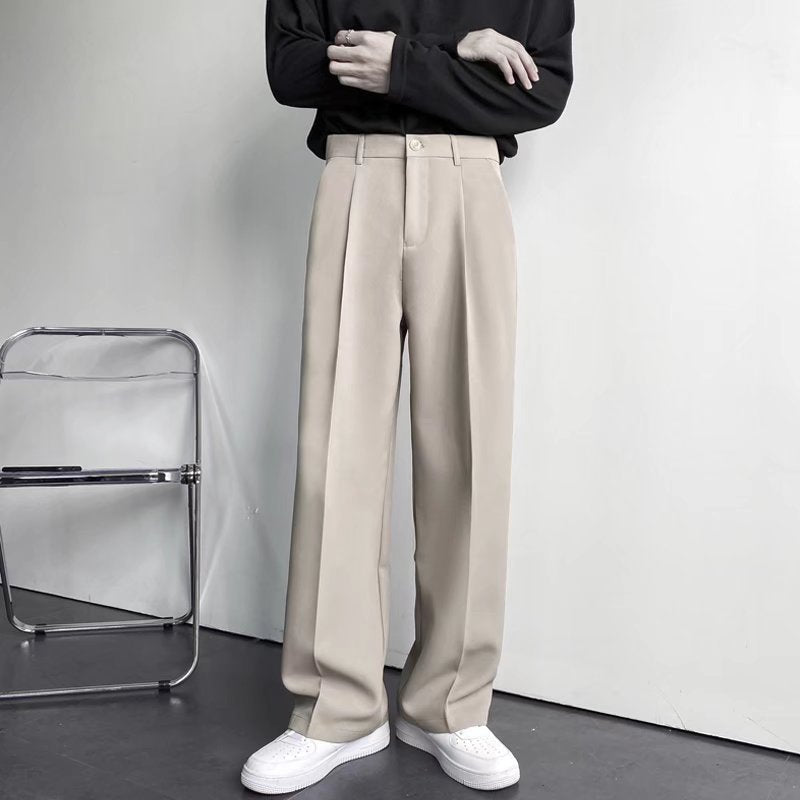 Men's Trousers – Straight Leg – Relaxed Fit – Pleated Front – Full Length