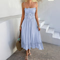 Women's A-line Dress – Light Cotton Blend – Gathered Waist – Gathered Hem – Straps