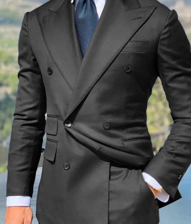 Herreblazer – Slim Fit – Dobbelt Radet – Uldblanding – Spids Revers Formelt Snit