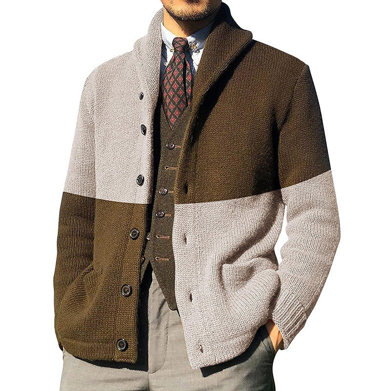 Rolled Shawl Collar Relaxed Knit Cardigan