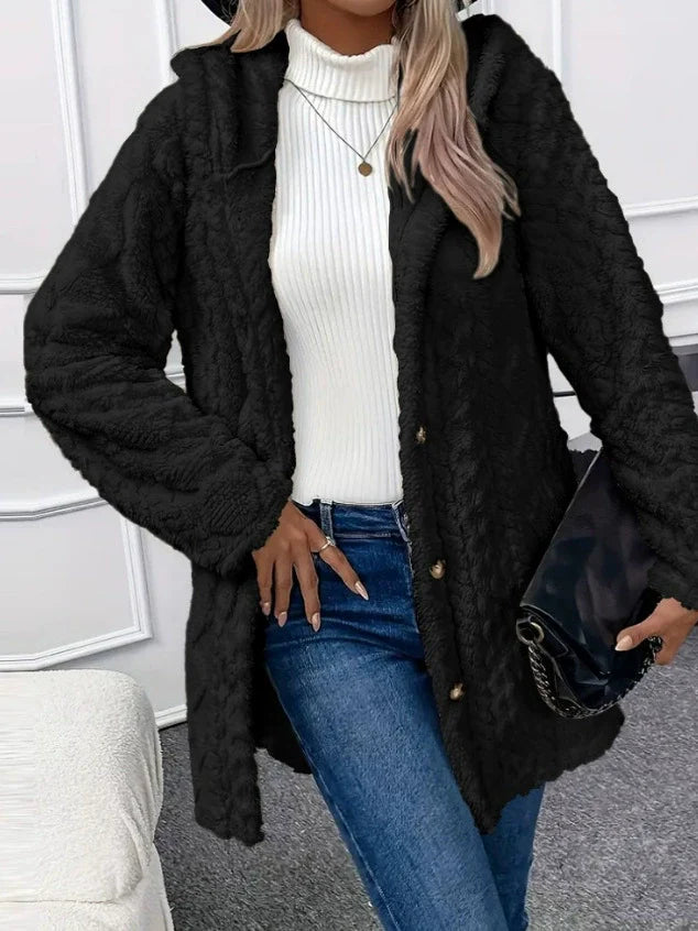 Plush Fleece Hooded Oversized Long Jacket