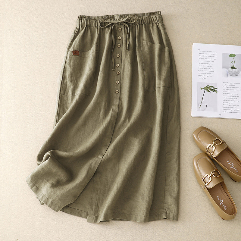Lace Waist A-Line Mid-Length Skirt