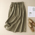 Women's Skirt – A-Line – Natural Fibers – Mid-Length – Lace Waist – Pockets