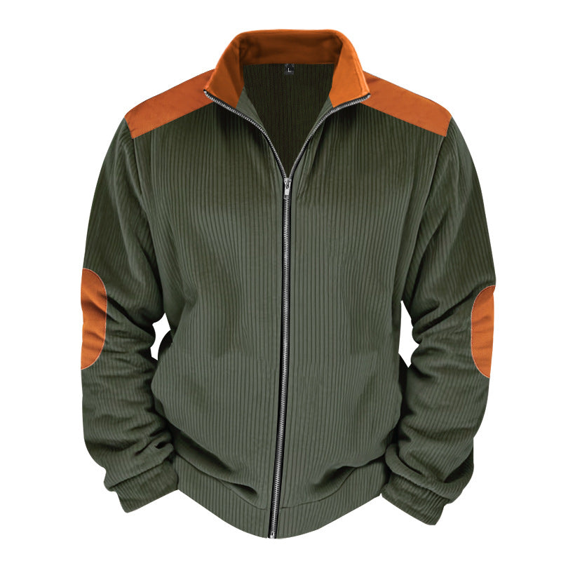Quilted Ribbed Texture Contrast Detail Jacket