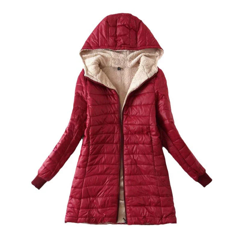 Hooded Quilted Plush Lining Puffer Coat