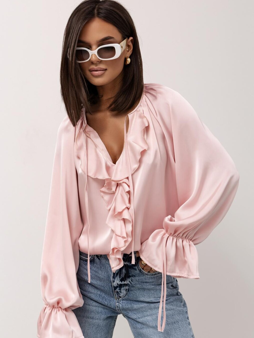 Satin Finish – Relaxed Fit - Long Sleeve Blouse