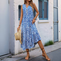 Women's Dress without Sleeves – A-Line Fit – V-Neck – Button Closure – Lightweight and Breathable