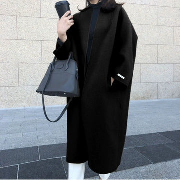 Wool Blend Relaxed Straight Fit Long Coat