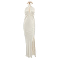 Women's Evening Dress – Satin – Slim Fit Mermaid Cut – Halterneck with Keyhole Detail