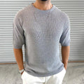Men's sweater – Slim fit – Light rib structure – Short sleeve – Round neck