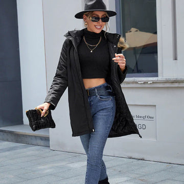 Faux Fur Trim Hooded Windbreaker Coat
