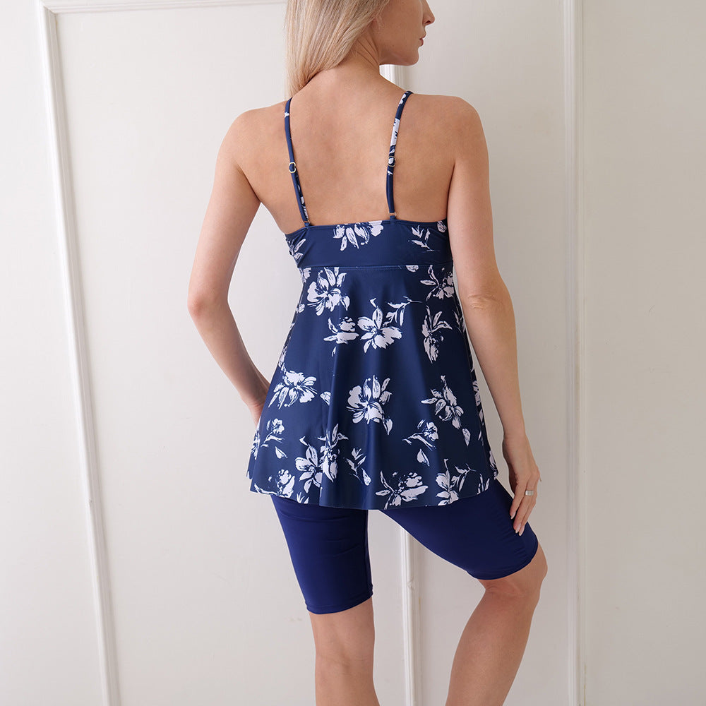 Adjustable Straps Built-In Shorts Swim Dress