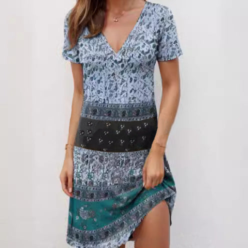 Boho Patchwork Cotton Relaxed Dress