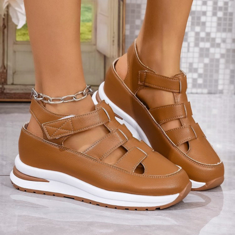 Padded Cut-Out Wedge Heel Sandals