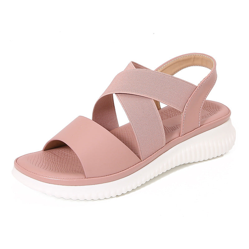 Comfort Elastic Cross Strap Slingback Sandals