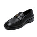 Women's Loafers – Leather – Narrow Fit – Low Heel – Moc Toe – Camellia Detail