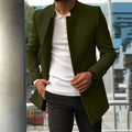 Men's Overcoat – Wool Blend – Slim Fit – Stand Collar – Hidden Closure