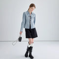 Women's Shirt Jacket – Denim – Tailored Fit – Lace Closure – Long Sleeves