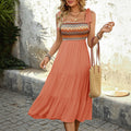 Dress for women – A-line cut – Cotton blend – Tie straps – Midi – Ethnic pattern