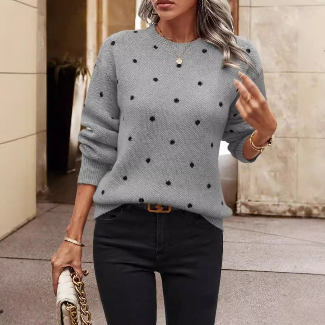 Relaxed Fit Polka Dot Knit Sweater