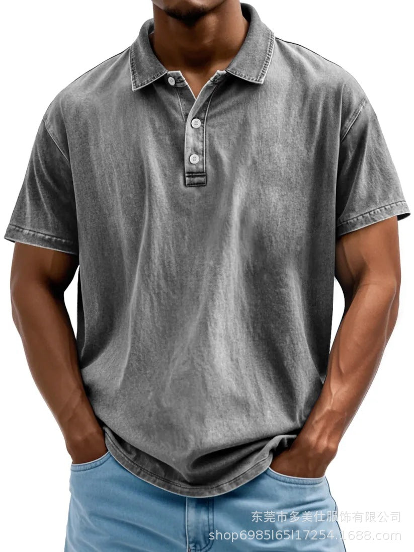 Men's polo shirt – 100% cotton – relaxed fit – retro washed – short-sleeved