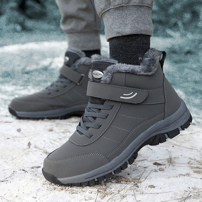Synthetic Lace-Up Velcro Mid-Ankle Boots