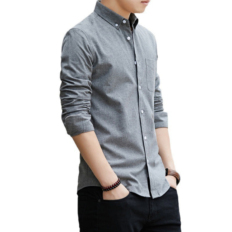 Men's Shirt with Long Sleeves – Slim Fit – Oxford Weave – Button Closure – Chest Pocket