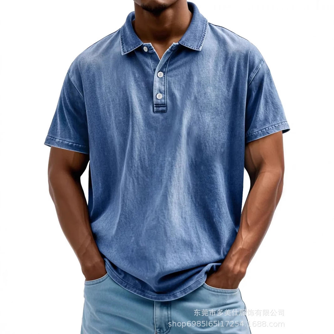 Men's polo shirt – 100% cotton – relaxed fit – retro washed – short-sleeved