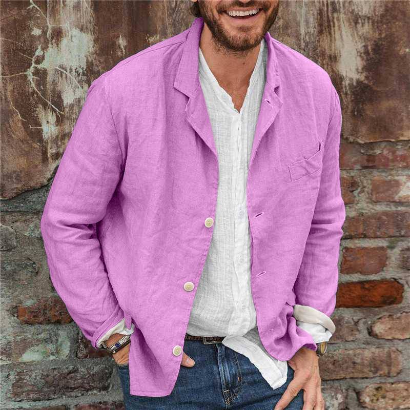 Men's Blazer – Cotton Linen Mix – Relaxed Fit – Lightweight and Breathable Long-Sleeved