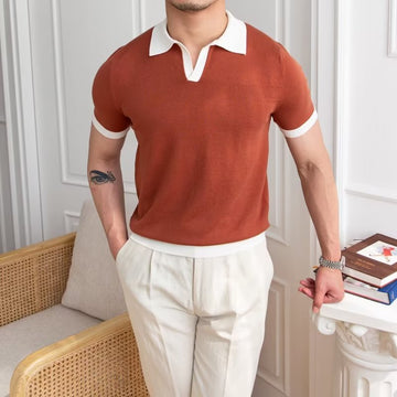 Herre poloshirt – Strikket bomuld – Regular fit – Korte ærmer med ribkant