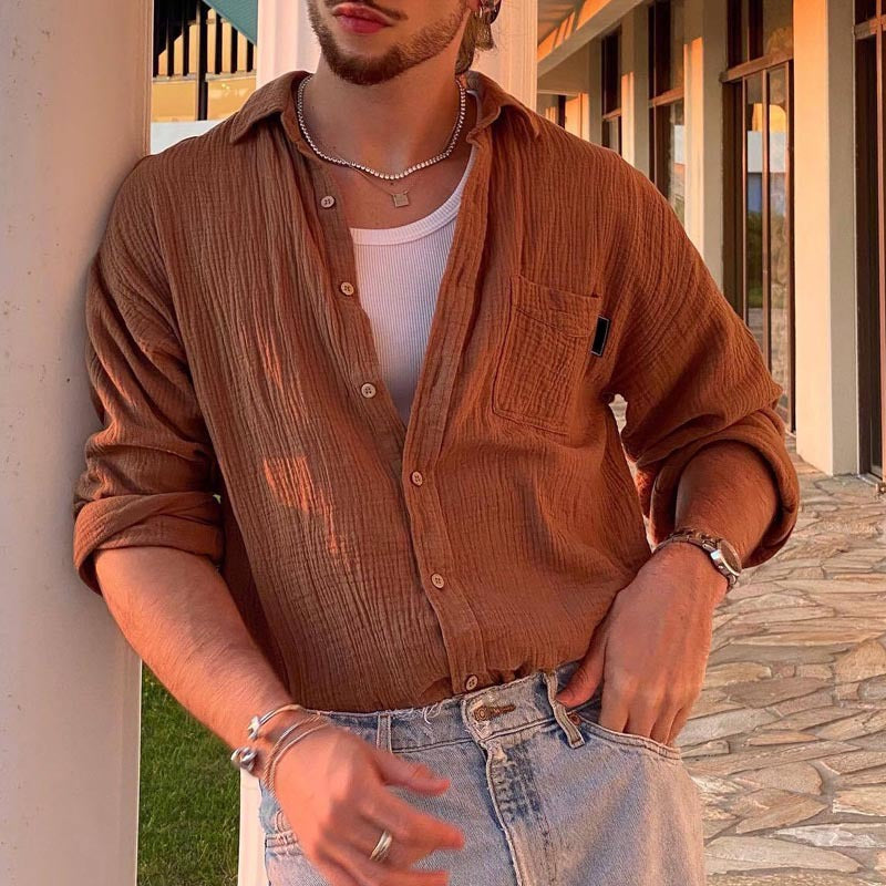 Breathable Cotton Blend Casual Fit Long Sleeve Shirt