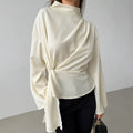 Women's Blouse – Chiffon – Elegant Draped Fit – Long Sleeves – Tailored Look