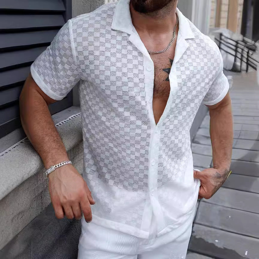 Relaxed Fit Lace Detail Knit Shirt