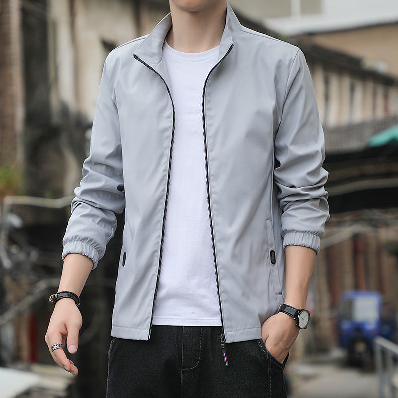 Men's Jacket – Slim Fit – Light and Breathable – Stand Collar – Zipper Closure